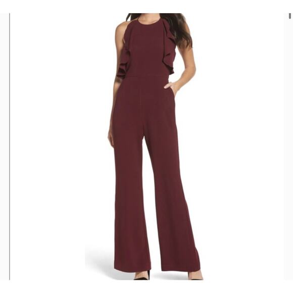 Charles‎ Henry ruffle halter jumpsuit raisen size Large - Picture 1 of 6